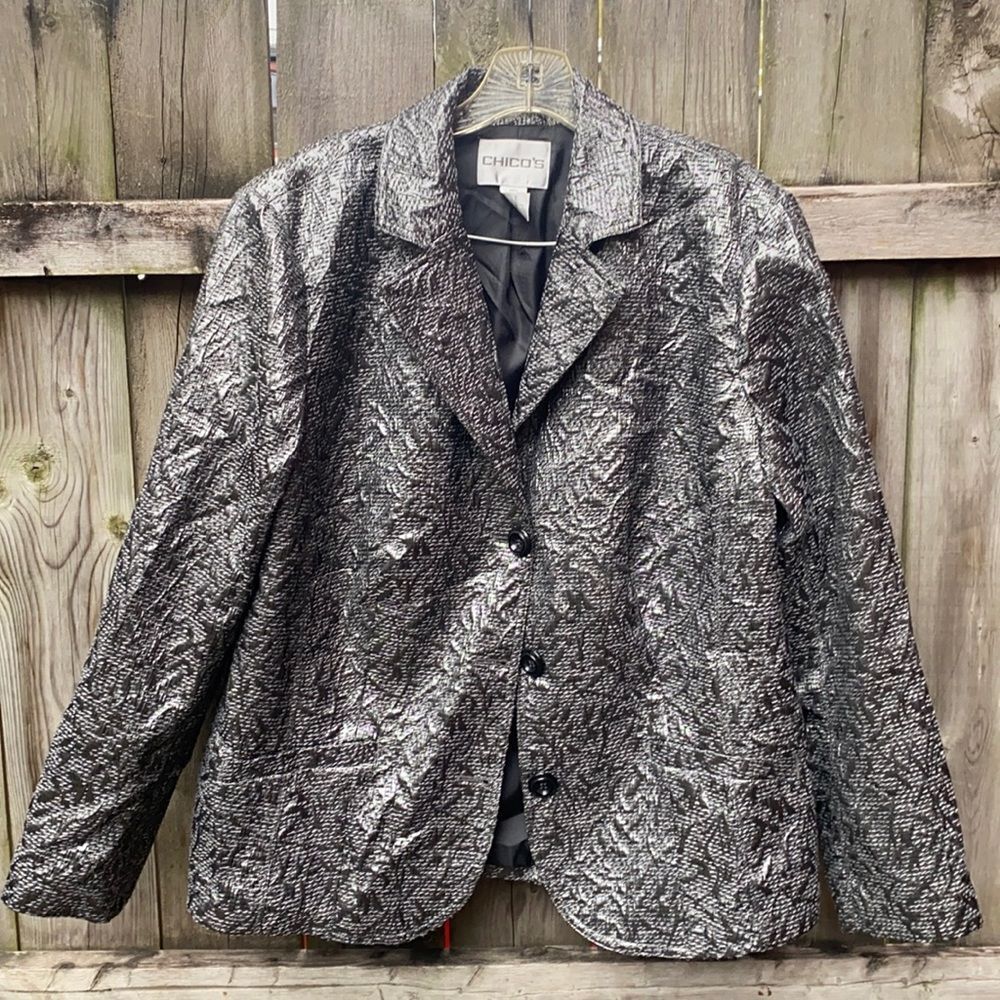Chico’s metallic blazer sz. 3